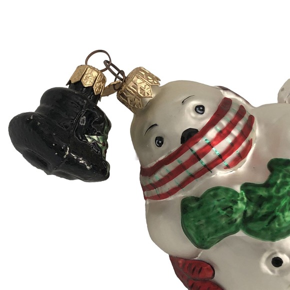 Set 2 HTF VTG Dept 56 Snowman Dangle Hat Mercury Glass Christmas Ornament Poland - Picture 5 of 7